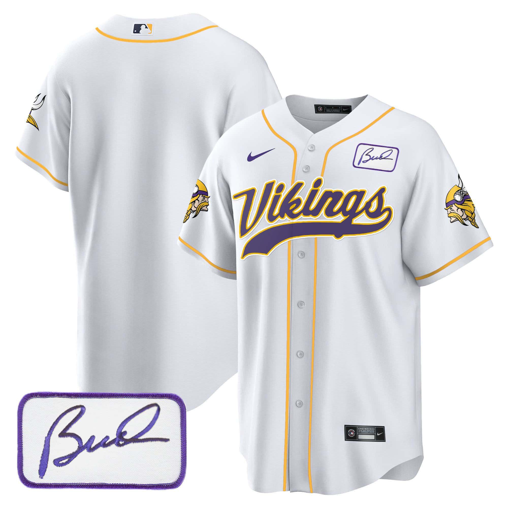 Men Minnesota Vikings Blank White 2024 Nike Bud Grant Patch Classic Baseball NFL Jersey